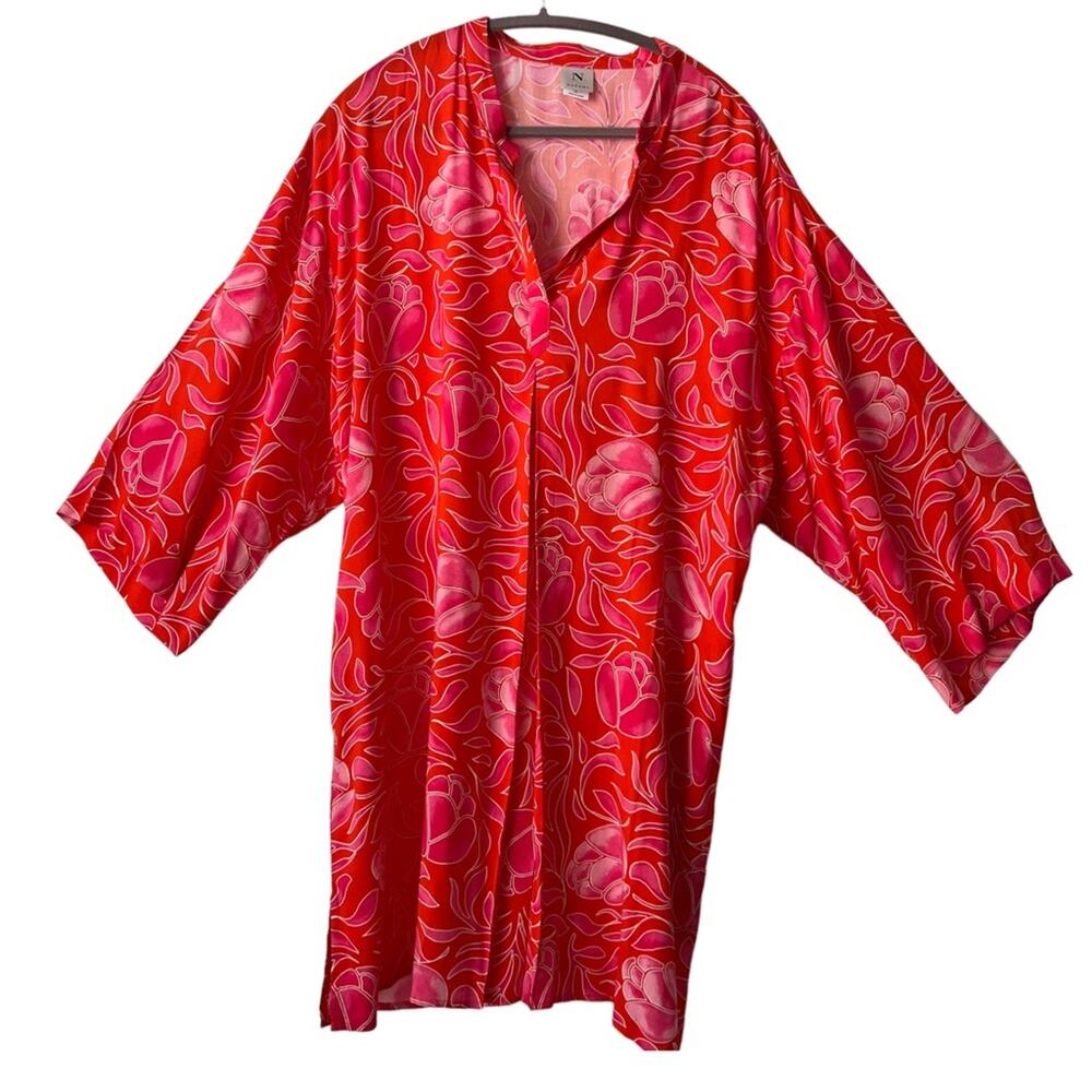 Natori Tulip Floral Print Tunic Beach Cover Up Dress Size XL